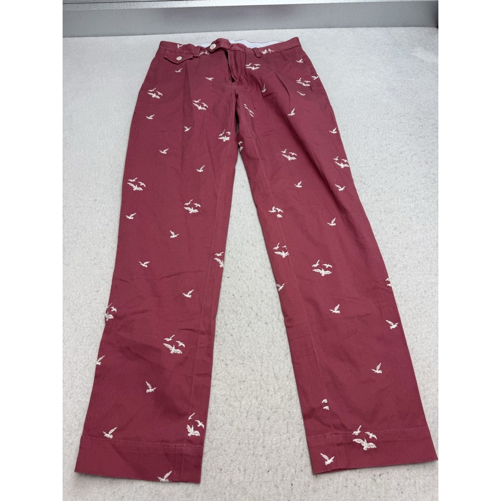 Brooks Brothers Milano Fit Pants Mens 32x32 Seagulls Bird Embroidered Chino Slim